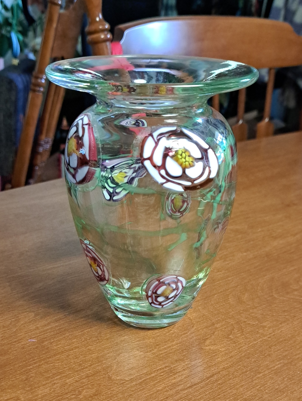 Thames Glass Antique Handblown Green Glass Floral Vase - Decorative Home Art